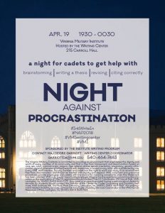 Night Against Procrastination, Thursday 4/19